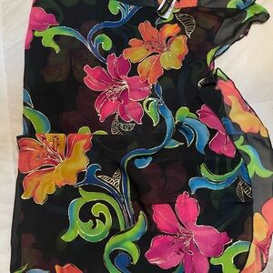 Floral Multicolor Sheer beach cover up